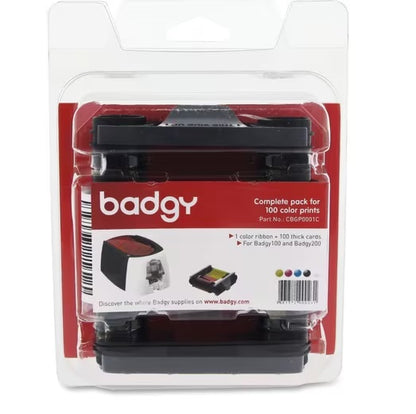 Evolis Ribbon/Card Kit - Dye Sublimation - 100 Cards - YMCKO - 1 Each