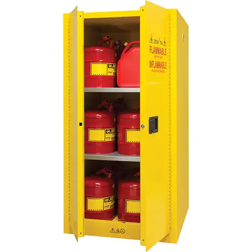 Flammable Storage Cabinet, 60 gal., 2 Door, 34" W x 65" H x 34" D