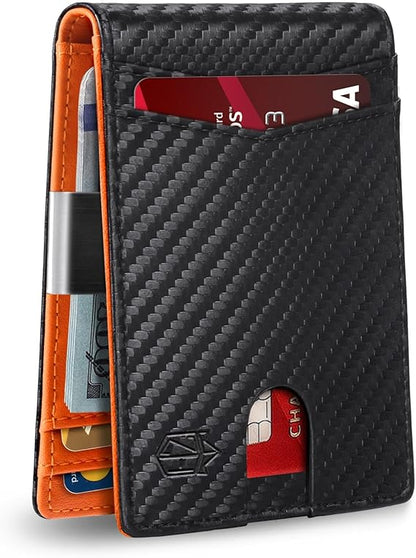 Slim RFID Wallet for Men, Zitahli Minimalist Leather Bifold Wallet with Money Clip, 12 Card Slots & ID Window, Front Pocket Mens Wallet with Gift Box - PuriLite