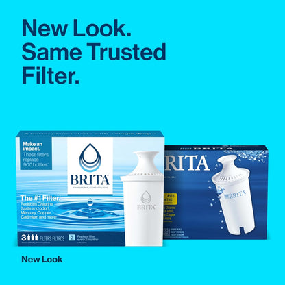 Brita Standard Replacement Filter, Reduces Contaminants while keeping healthy minerals, Certified by WQA to reduce Chlorine for improved taste, Made without BPA, Replace after 151 litres, 3 Count