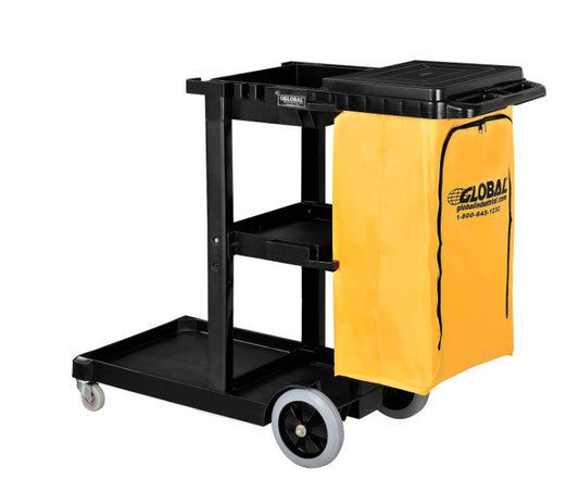 Global Industrial™ Janitor Cart Black with 25 Gallon Vinyl Bag
