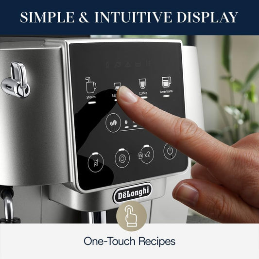 De'Longhi Magnifica Start Automatic Espresso & Coffee Machine with Manual Milk Frother for Latte, Cappuccino, Built-in Grinder, Silver, ECAM22022SB - PuriLite
