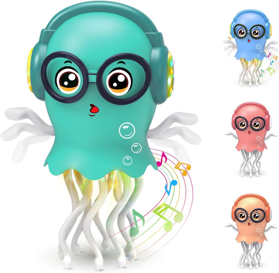 Dancing Jellyfish Crawling Toy with Lights & Music – Interactive Tummy Time Sensory Toy for for Kids – Ages 3–8 - PuriLite
