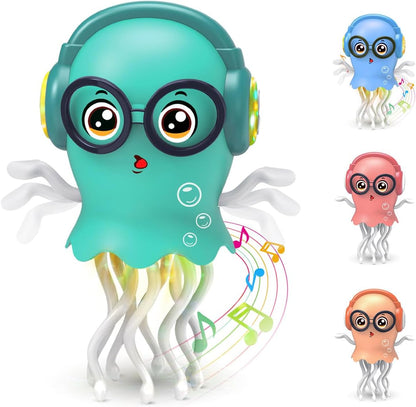 Dancing Jellyfish Crawling Toy with Lights & Music – Interactive Tummy Time Sensory Toy for for Kids – Ages 3–8 - PuriLite