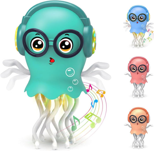 Dancing Jellyfish Crawling Toy with Lights & Music – Interactive Tummy Time Sensory Toy for for Kids – Ages 3–8 - PuriLite