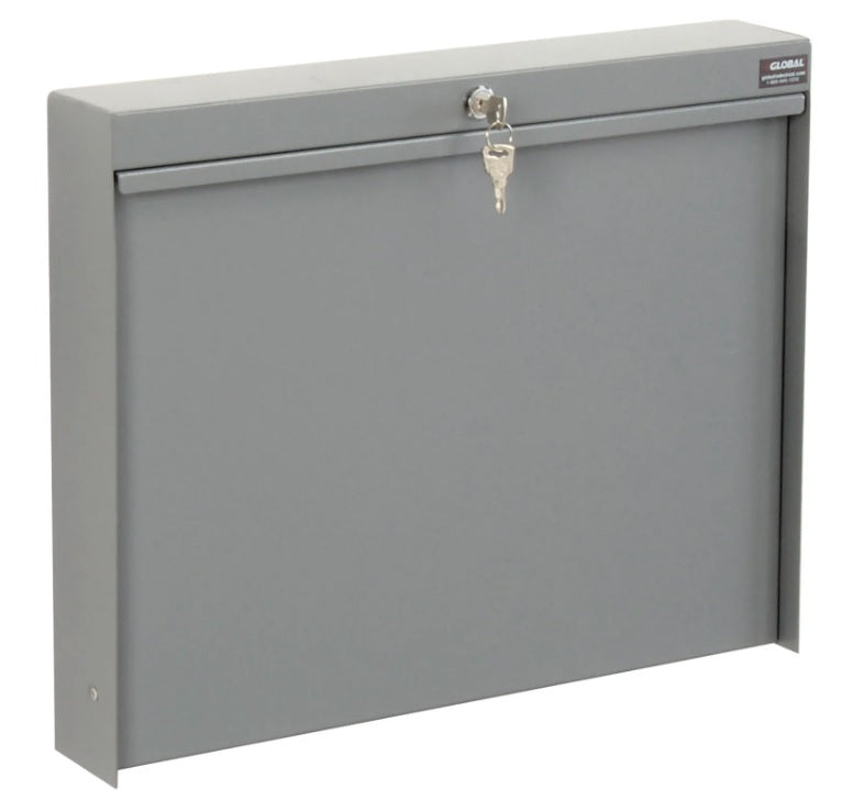 Global Industrial™ Wall Mounted Fold Down Shop Desk, 20"W x 3-3/8"D, Gray