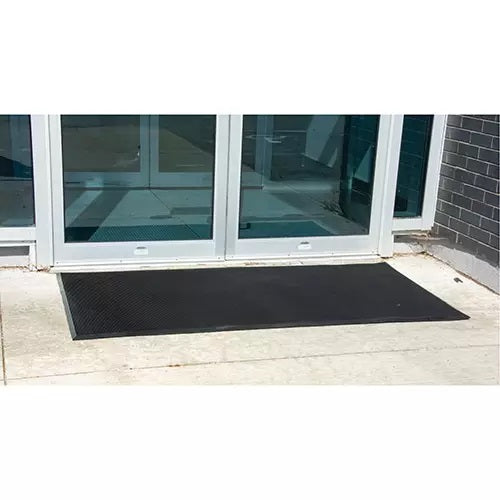 Outdoor Entrance Matting, Rubber, Scraper Type, Textured Pattern, 3' x 6', Black