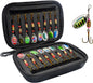 16 Pcs Fishing Lures Spinner Bait with Treble Hooks for Bass Trout Salmon Fishing Tackle Spinnerbait Spoons Metal Sequins Spinners Baits Fishing Bait for Freshwater Saltwater Fishing