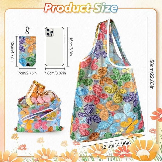 MIAHART 6 Pack Reusable Grocery Bags Foldable Shopping Bags Waterproof Nylon Grocery Bags Reusable Shopping Bags - PuriLite
