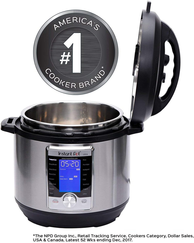 Instant Pot Ultra 60 Ultra 6 Qt 10-in-1 MultiUse Programmable Pressure Cooker, Slow Cooker, Rice Cooker, Yogurt Maker, Cake Maker, Egg Cooker, Saut ©, and more, Stainless Steel/Black