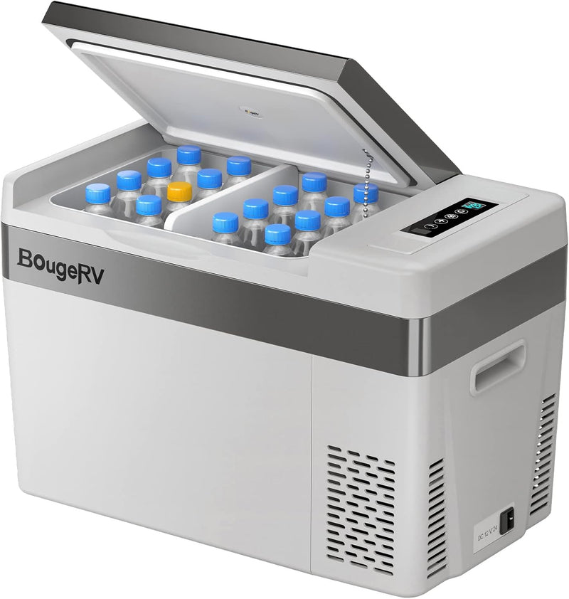 BougeRV 12V Portable Refrigerator 30 Quart Car Compressor Freezer Fridge,12/24V DC 110~240 Volt AC,-7℉~50℉ for Truck Van RV Jeep Camper SUV Boat,Travel Camping Road Trips Tailgating