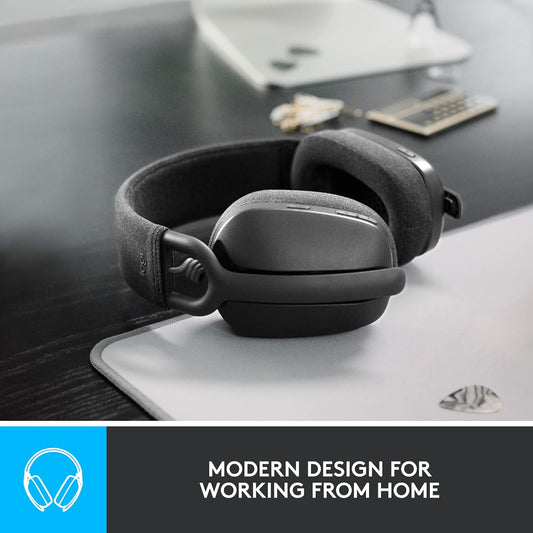 Logitech Zone Vibe 100 Lightweight Wireless Over Ear Headphones with Noise Canceling Microphone, Advanced Multipoint Bluetooth Headset, Works with Teams, Google Meet, Zoom, Mac/PC - Graphite - PuriLite