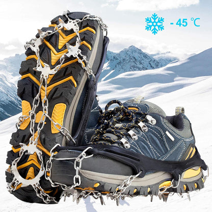 Ice Cleats Traction Snow Grips with 19 Stainless Steel Spikes – Anti-Slip Crampons for Boots & Shoes