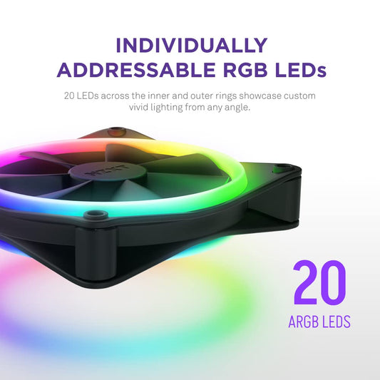 F120RGB Duo - 120mm Dual-Sided RGB Fan - Triple Pack (Black) w/RGB Controller - PuriLite