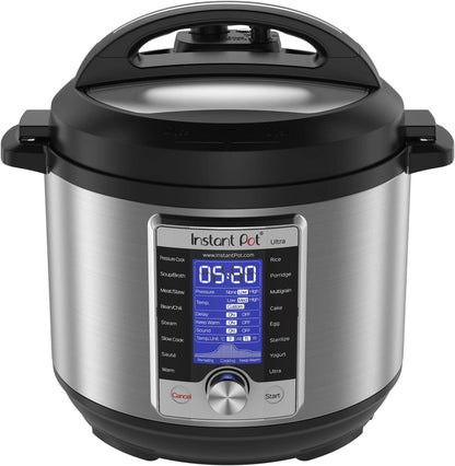 Instant Pot Ultra 60 Ultra 6 Qt 10-in-1 MultiUse Programmable Pressure Cooker, Slow Cooker, Rice Cooker, Yogurt Maker, Cake Maker, Egg Cooker, Saut ©, and more, Stainless Steel/Black