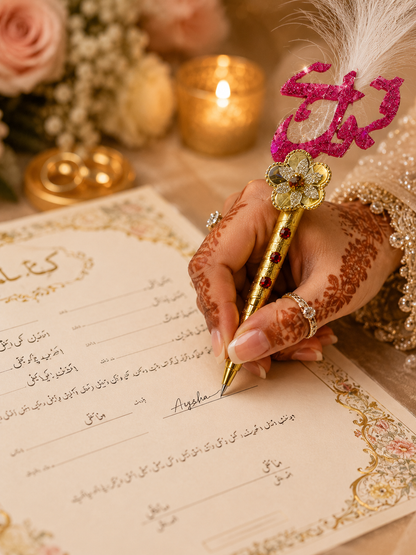 Elegant Nikah Feather Pen – Wedding Signing Pen, Islamic Wedding Accessory, Bridal Gift, Groom Gift & Keepsake