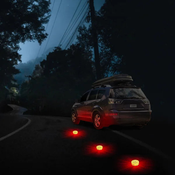 Camelion Rechargeable LED Road Flares 3-Pack – 360° Emergency Warning Lights, 9 Flash Modes with SOS, Magnetic & Hook Mount - PuriLite