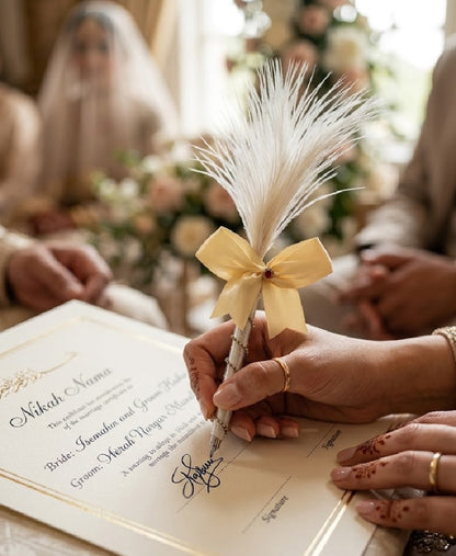 Large Luxury Handmade Nikah Signing Pen | Peacock Feather Wedding Keepsake Bridal Gift