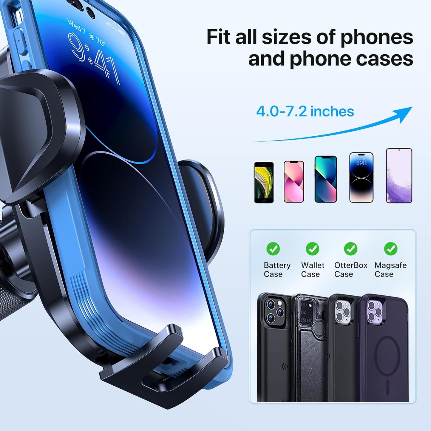 Miracase Car Phone Mount, [2025 Upgraded Strong Military Grade Suction Cup] Long Arm Phone Holder for Car Dashboard Windshield Vent, Hands Free Cell Phone Holder Compatible with All Mobile Phones