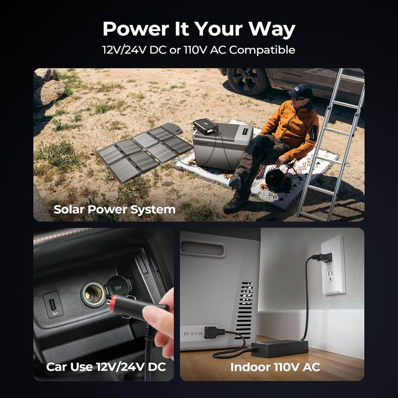 BougeRV 12V Portable Refrigerator 30 Quart Car Compressor Freezer Fridge,12/24V DC 110~240 Volt AC,-7℉~50℉ for Truck Van RV Jeep Camper SUV Boat,Travel Camping Road Trips Tailgating