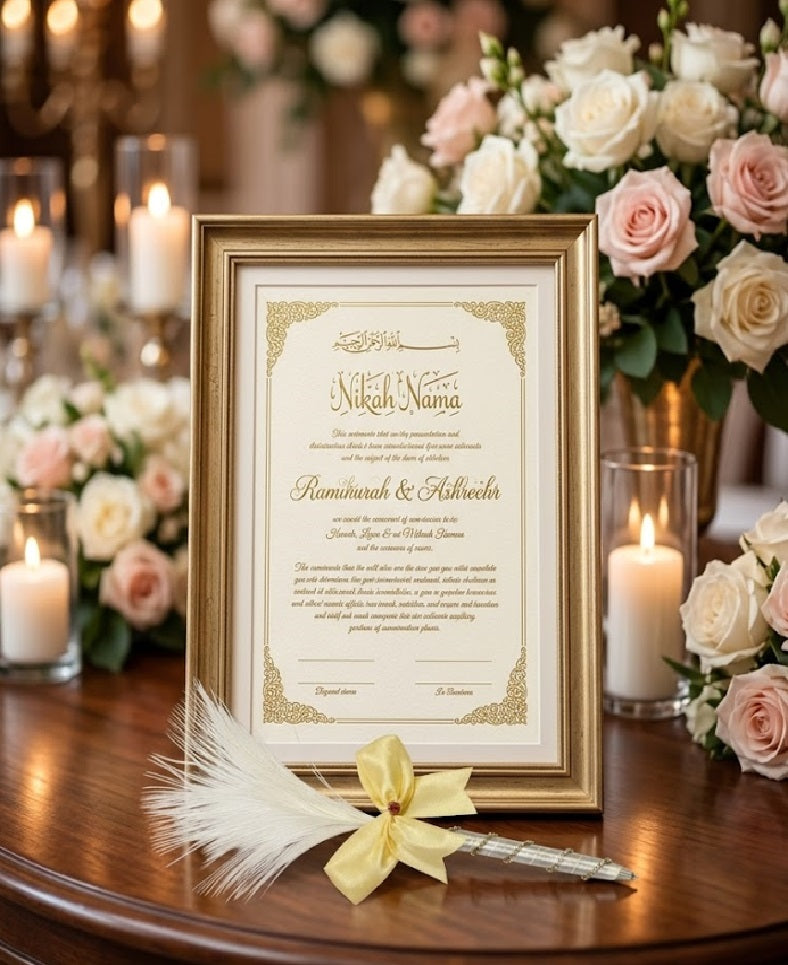Large Luxury Handmade Nikah Signing Pen | Peacock Feather Wedding Keepsake Bridal Gift