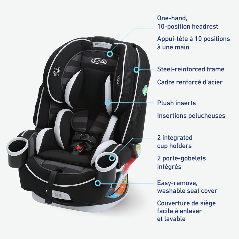 Graco 4Ever All-in-One Convertible Car Seat, 4-in-1 Baby to Big Kid Car Seat from 1.8-54 kg (4-120 lb), ProtectPlus Engineered, Rockweave