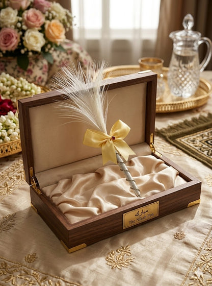 Large Luxury Handmade Nikah Signing Pen | Peacock Feather Wedding Keepsake Bridal Gift