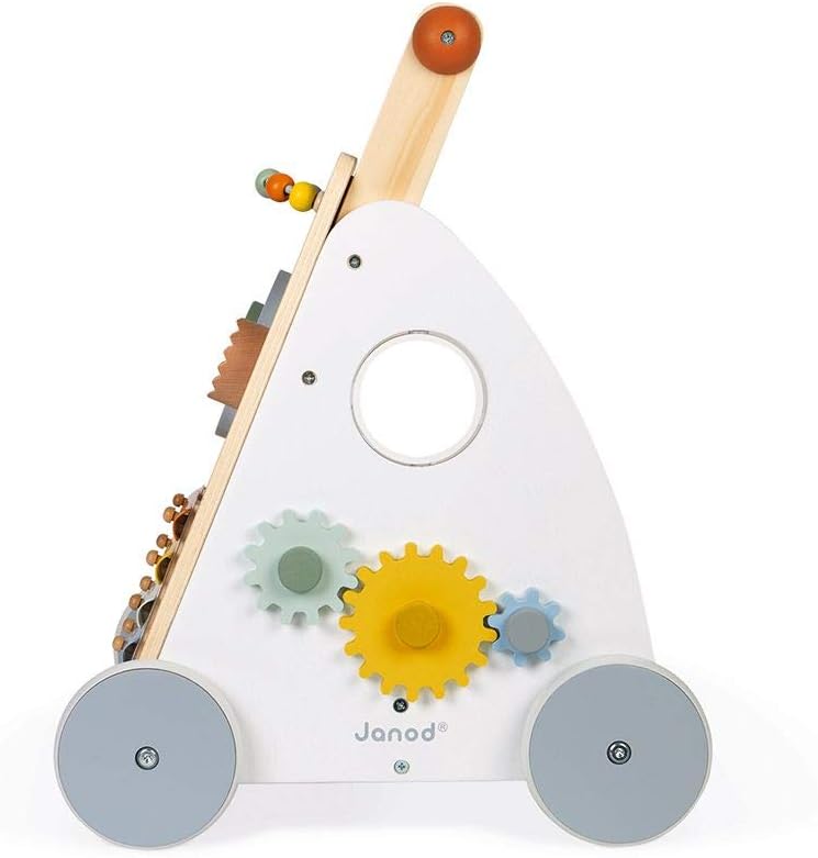 Janod - Sweet Cocoon Multi-Activity Baby Walker - Wooden Trolley - Multiple Sorting Shapes - For Babies and Toddlers - From 12 Months - Multilingual - J04410. - PuriLite