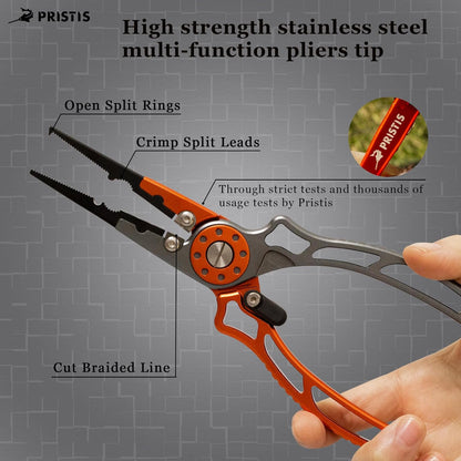 UTA II Fishing Pliers, Multi-Function Gear for Experts, Saltwater Resistant Teflon Coated Hook Remover, Stainless Steel Top & Aluminum Body Split Ring Fly Fishing Equipment, Bass Fishing Gift