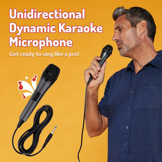 Singing Machine SMM-205 Dynamic Karaoke Microphone with 10.5 ft Cord - PuriLite