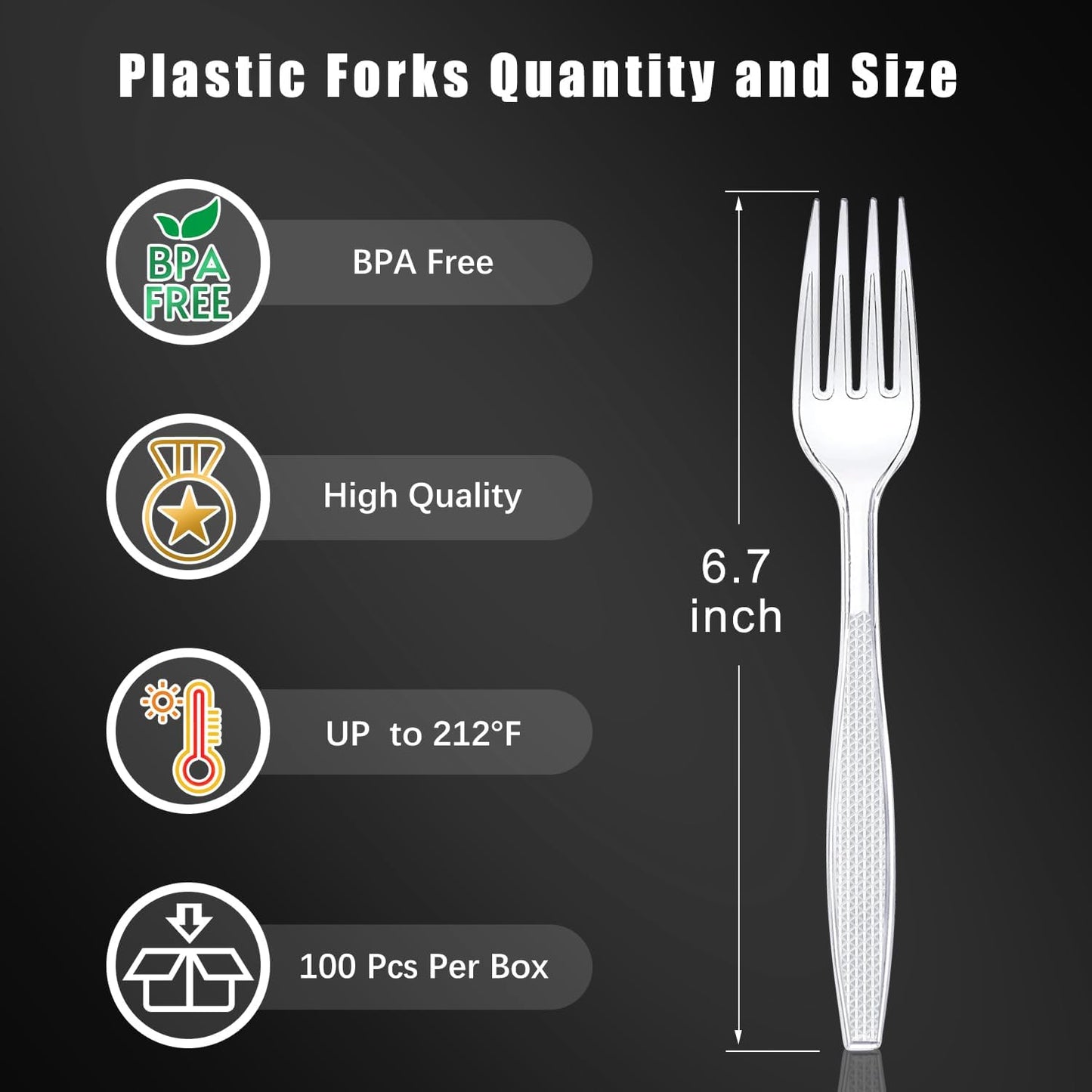 Plastic Forks 100 Pieces,6.7 Inch Reusable Plastic Forks Transparent and Robust Cutlery Sets for Birthday Party Barbecue Party Wedding ect