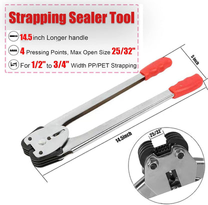 NEWANRAN Packaging Strapping Straps Kit - Pallet Banding Strapping Kit Heavy Duty, Banding Tool with Tensioner Sealer Tool & 500 Ft Lenght Poly Straps Tie Down Straps, Red