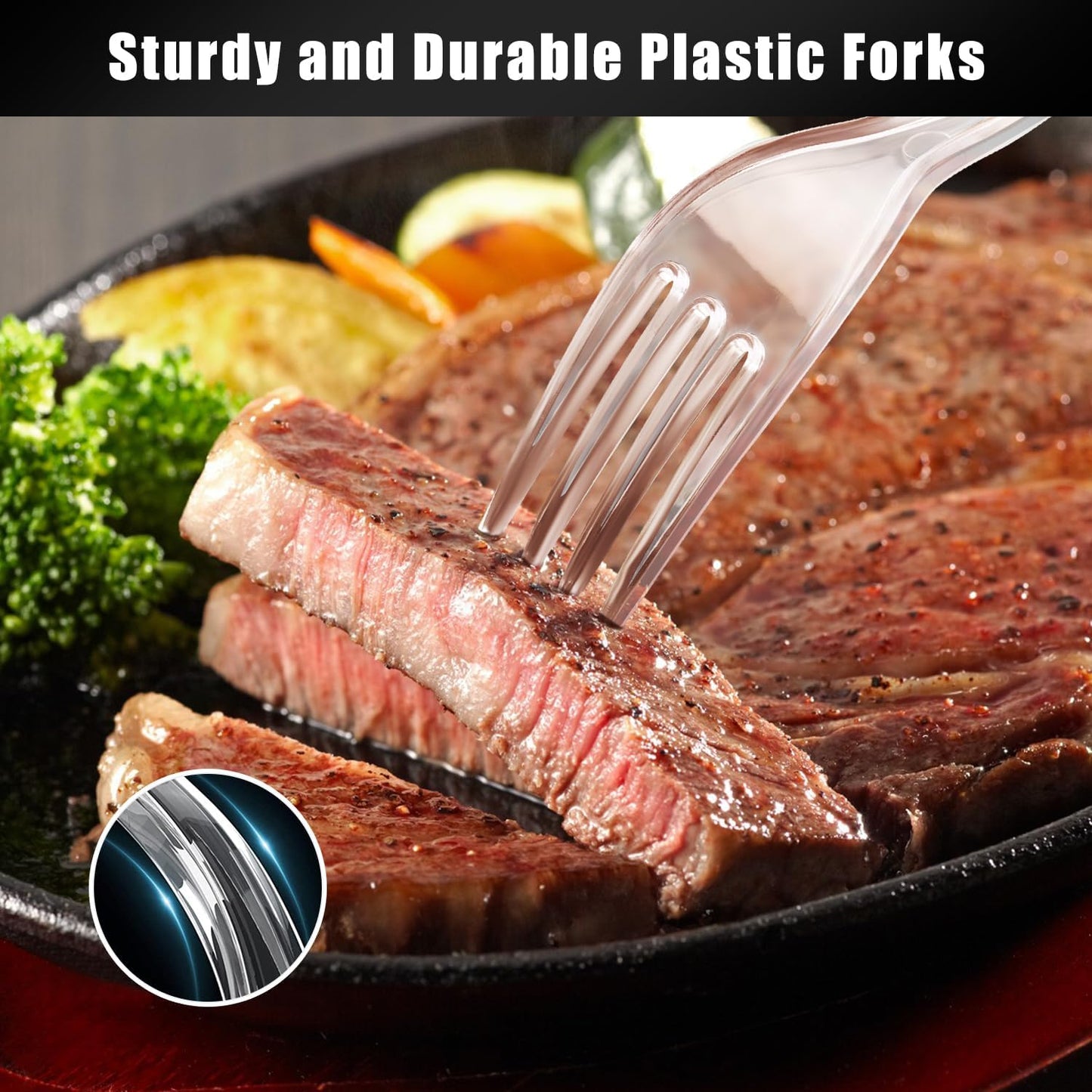 Plastic Forks 100 Pieces,6.7 Inch Reusable Plastic Forks Transparent and Robust Cutlery Sets for Birthday Party Barbecue Party Wedding ect
