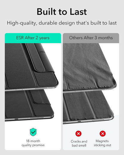 ESR for iPad Air 13 Inch Case M3/M2 (2025/2024), iPad Pro 12.9 6th/5th/4th Gen, Powerful Magnetic Attachment, Slim Trifold Stand Case, Supports Pencil Pro & Pencil (USB-C), Rebound Series, Black