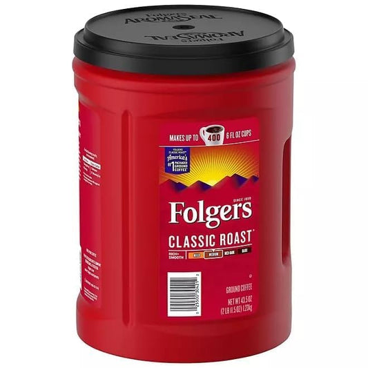 Folger Classic Roast Ground Coffee (43.5 oz.) - 1 Pack - PuriLite