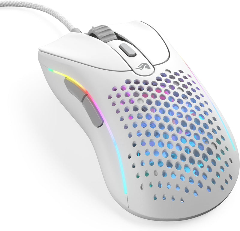 Glorious Gaming - Model D 2: Wired Ergonomic Mouse, Superlight 58g, 26K Optical Sensor, 6 Programmable Buttons, 80 Million Click Lifecycle, FPS, MMO, MOBA, Battle Royale (White)