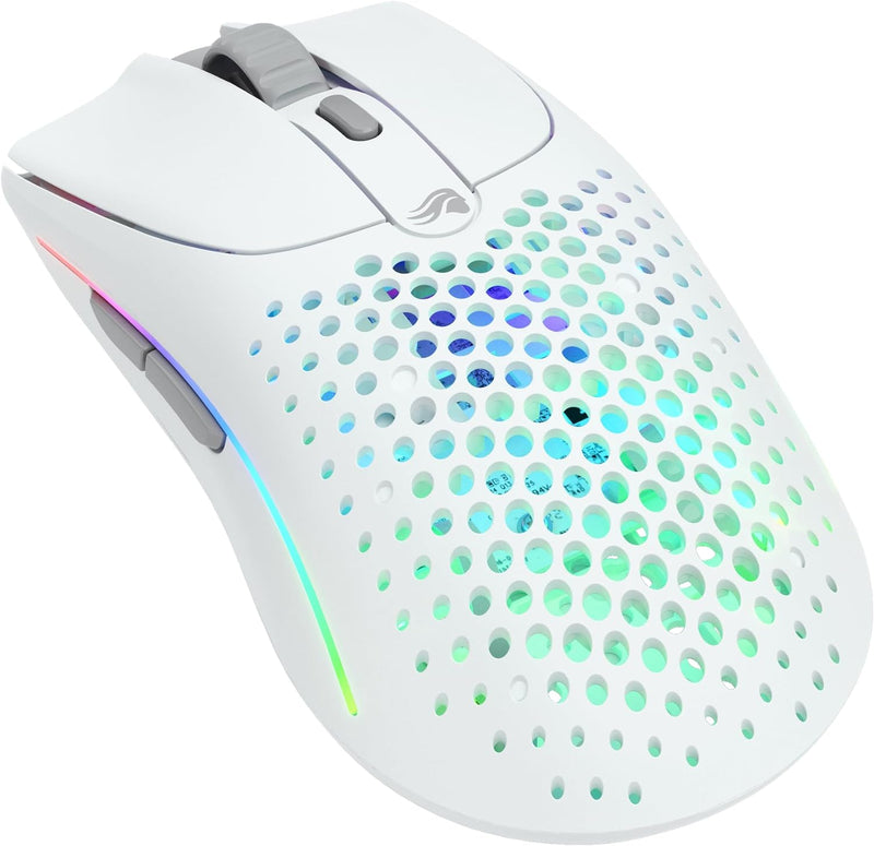 Glorious Gaming Model O 2 Wireless Gaming Mouse - Hybrid 2.4GHz & Bluetooth Wireless, 68g Superlight, Long Battery Life, 26k BAMF 2.0 Sensor, RGB, Ambidextrous, 6 Buttons, PTFE Feet - White