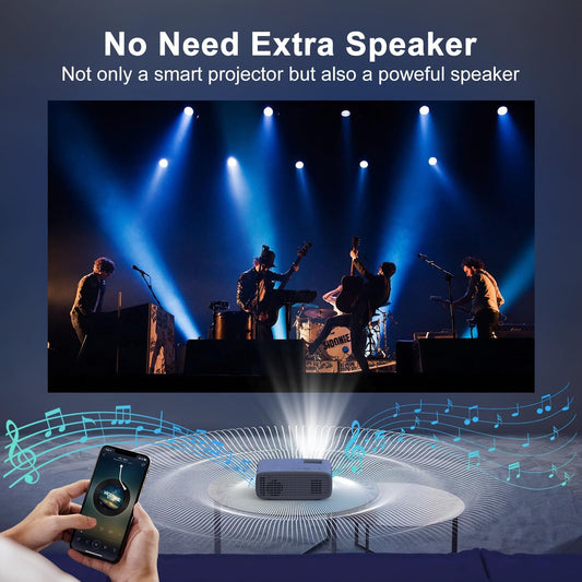 【Two-Way Bluetooth】 1080P Mini Projector with Projector Screen, 50% Zoom, Portable Outdoor Movie Projector, Compatible with TV Stick, Video Games, HDMI, USB, Smartphone - PuriLite