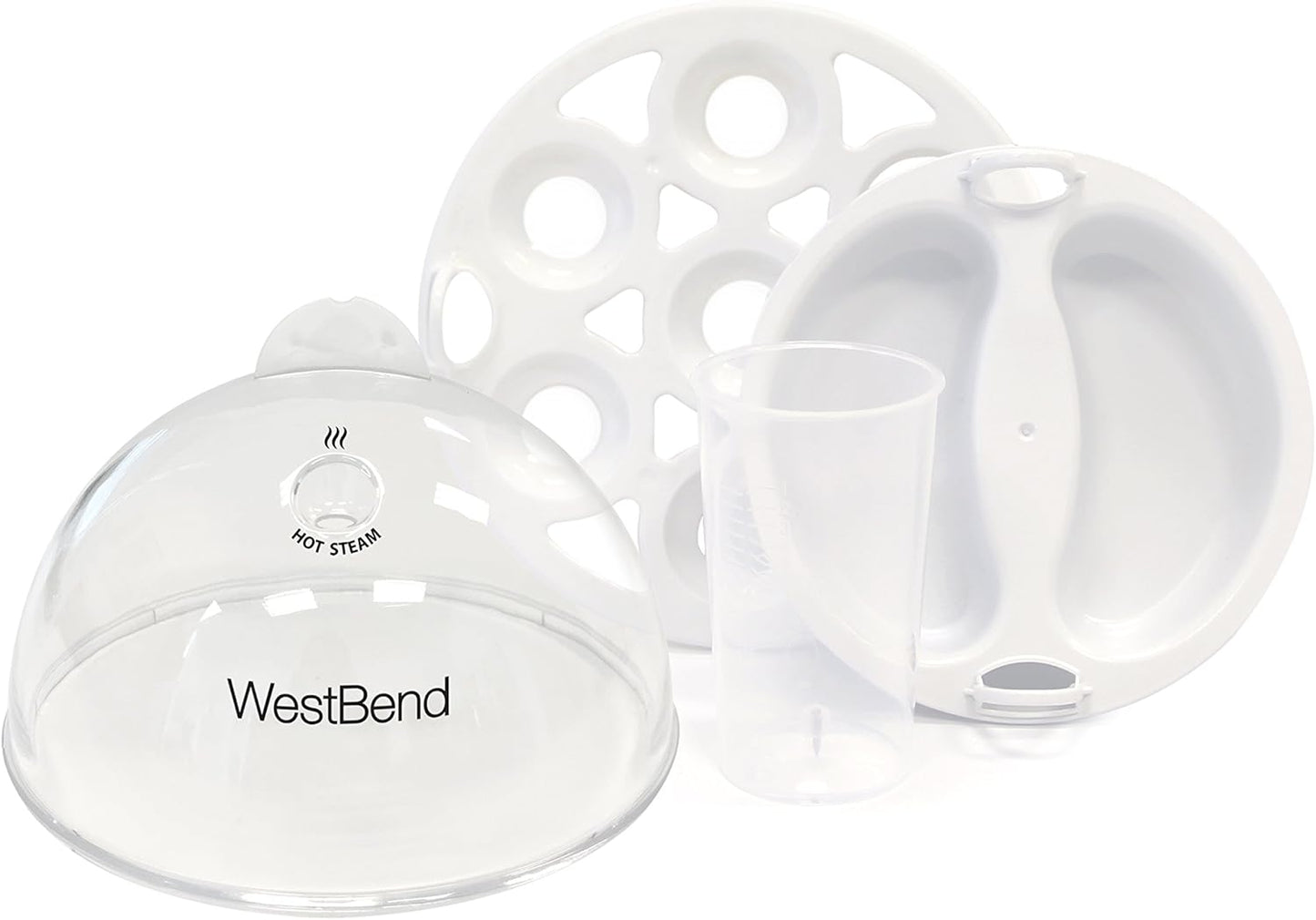 West Bend 87628 Automatic Electric Egg Cooker Scrambled Poached and Hard-or Soft-Cook Eggs, 7 Egg Capacity, Gray