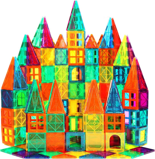 Magnetic Tiles, 110PCS Magnet Building Set, Magnetic Building Blocks,Construction STEM Toys for Kids, Gift for Boys Girls