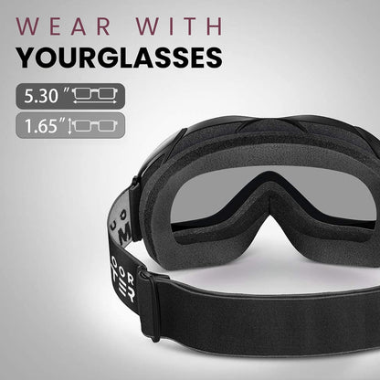 OutdoorMaster OTG Ski Goggles - Over Glasses Ski/Snowboard Goggles for Men, Women & Youth - 100% UV Protection