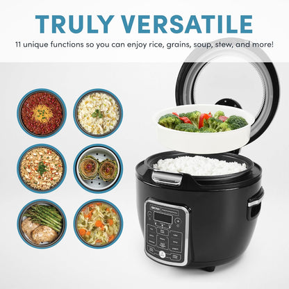 Aroma Professional ARC-1230B Grain, Oatmeal,Slow Cooker, Saute, Steam, Timer, 10 Cup Uncooked/20 Cup Cooked, Black