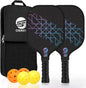 OXIKEN Pickleball Paddles Set of 2, USAPA Approved Carbon Fiber Pickle Ball Paddle (CHS), Polypropylene Honeycomb Core, Anti Slip Sweat Absorbing Grip, 2 Outdoor Pickleball, 2 Indoor Pickleball, Bag