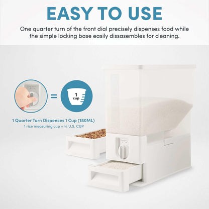 Aroma Housewares 33 lbs Rice & Bean Dispenser, Dry Food Storage Bin (ARD-133), White