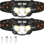 LHKNL Headlamp Flashlight, 1200 Lumen Ultra-Light Bright LED Rechargeable Headlight with White Red Light,2-Pack Waterproof Motion Sensor Head Lamp,8 Mode for Outdoor Camping Running Hiking Fishing