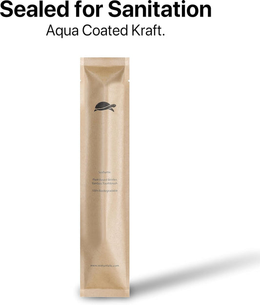 SeaTurtle Plant-Based Bristles, Soft Bamboo Toothbrushes, Individually Sealed (10 Pack)