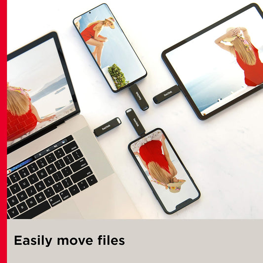 SanDisk 256GB iXpand Flash Drive Luxe - The 2-in-1 USB for iPhone, iPad, and Computer - Thumb Drive with Lightning and USB Type-C Connectors – SDIX70N-256G-GN6NE - PuriLite