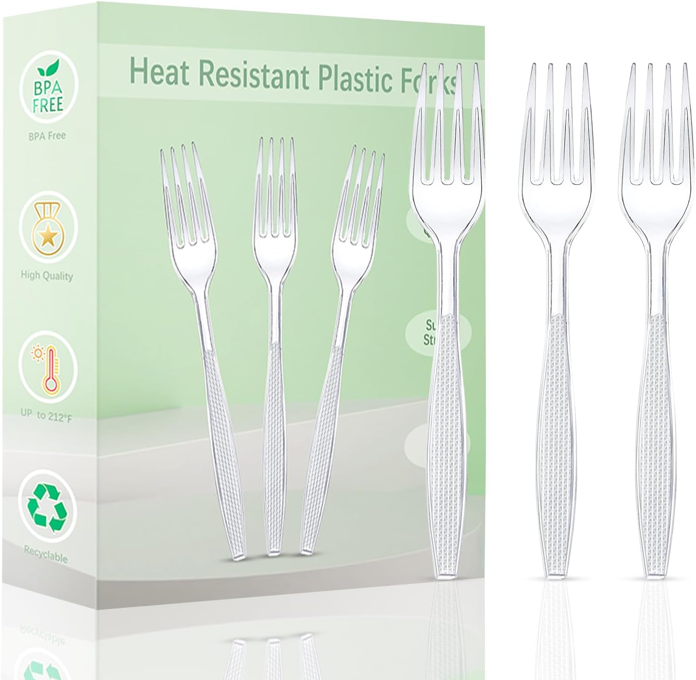 Plastic Forks 100 Pieces,6.7 Inch Reusable Plastic Forks Transparent and Robust Cutlery Sets for Birthday Party Barbecue Party Wedding ect