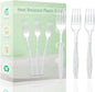 Plastic Forks 100 Pieces,6.7 Inch Reusable Plastic Forks Transparent and Robust Cutlery Sets for Birthday Party Barbecue Party Wedding ect