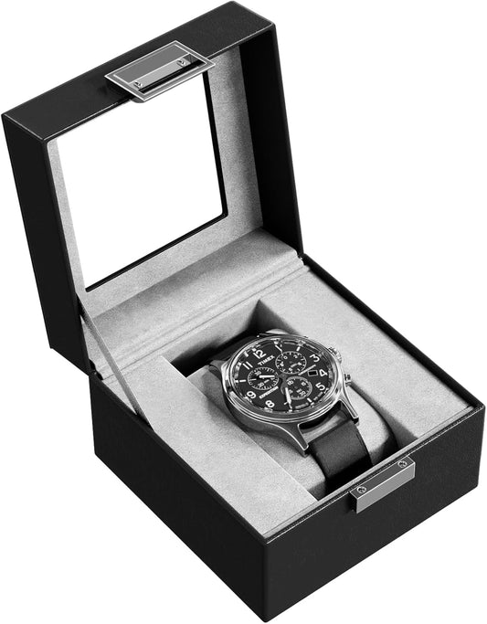 ProCase Watch Box for Men, 1 Slot Mens Watch Box Organizer Watch Display Case, Father's Day Gift Watch Storage Watch Cases for Men Watch Holder Organizer -1 Slot, Black